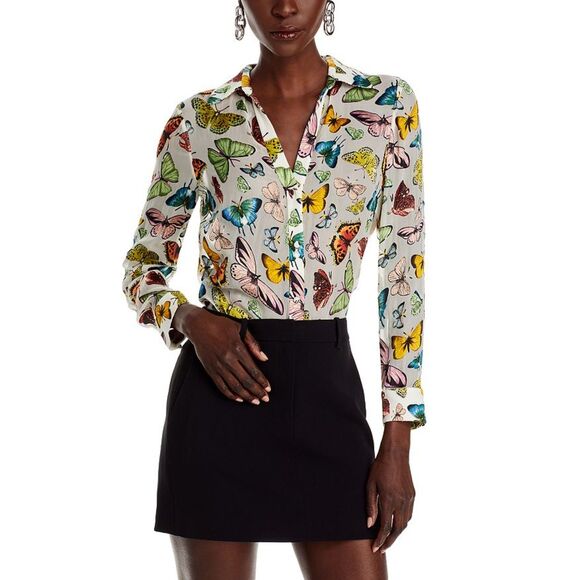 Alice + Olivia Women's Eloise Butterfly Silk-Blend Blouse Size Extra Small XS - Picture 1 of 7